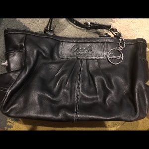 Black leather coach bag